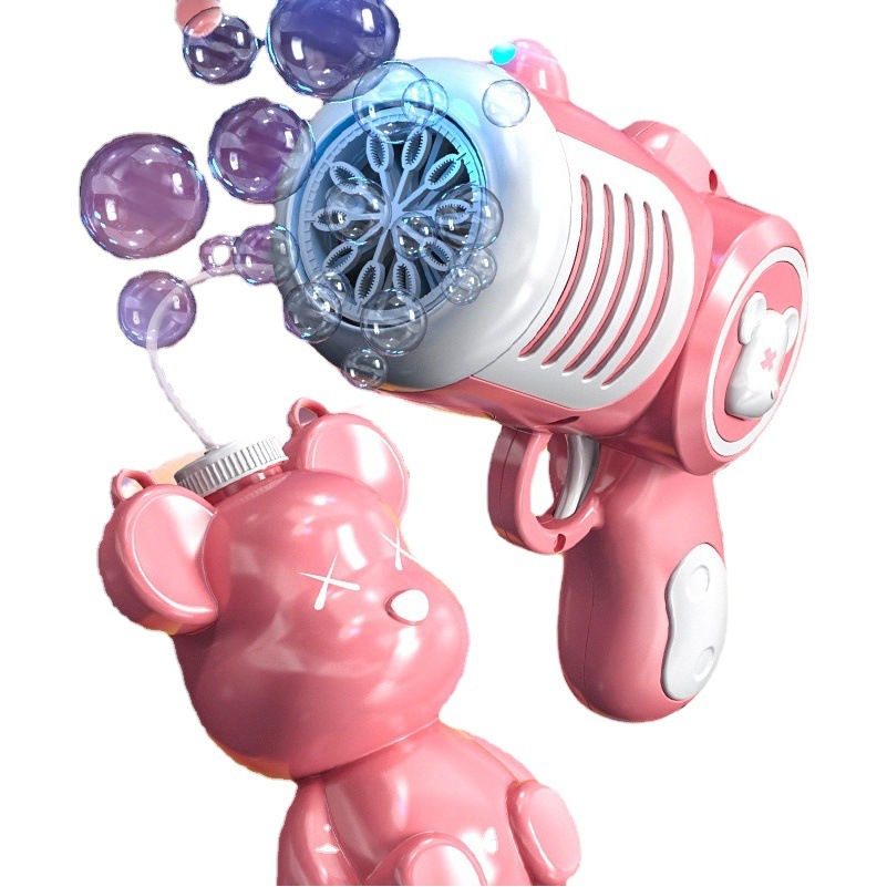 Explosiva pistola de burbujas de dinosaurio burbuja de mano burbuja media ventilador eléctrico máquina de burbujas juguetes para niños de verano al por mayor