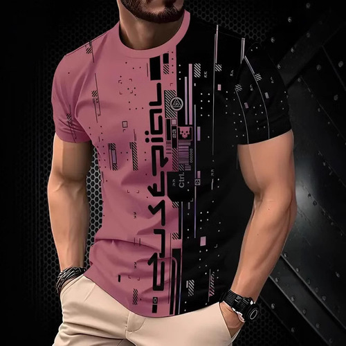 Cross-border Western and European foreign trade 2025 new casual fashion trend high-quality minimalist printed men's short-sleeved T-shirt