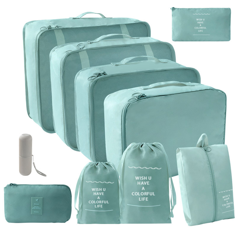 10 장 세트 [7 장 세트 + 소묶음 포켓 + 디지털 가방 + 워시 컵] 레이크 블루