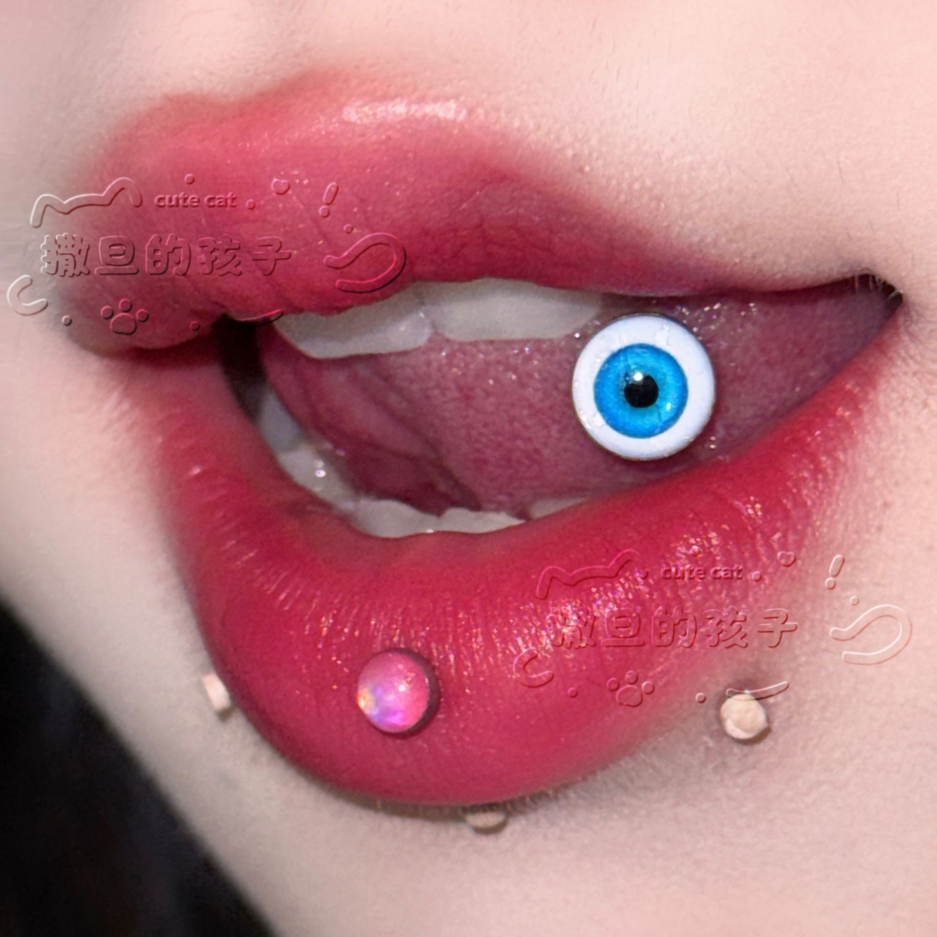 Labret stud lip piercing jewelry styling detail