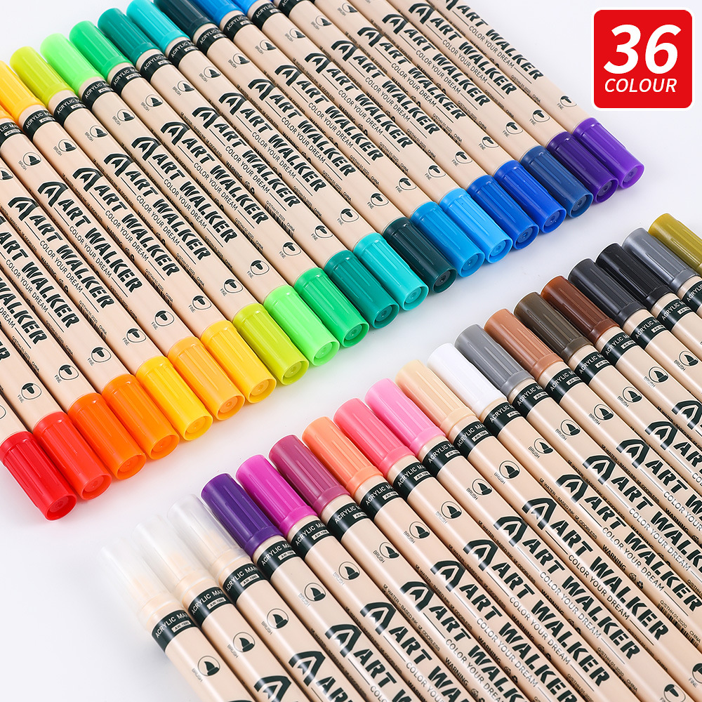 Transfronterizos calientes de doble cabeza de acrílico marcador 36 color conjunto de bolígrafo de dibujo blando y duro de doble cabeza de dibujo conjunto de papelería de dibujo infantil