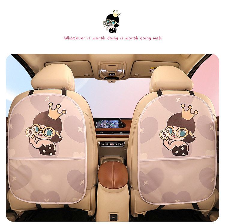 Cartoon Cute Lady Personalized Car Seat Back Anti-Kick Pad Car Seat Back Protection Pad Seat Strawberry Bear