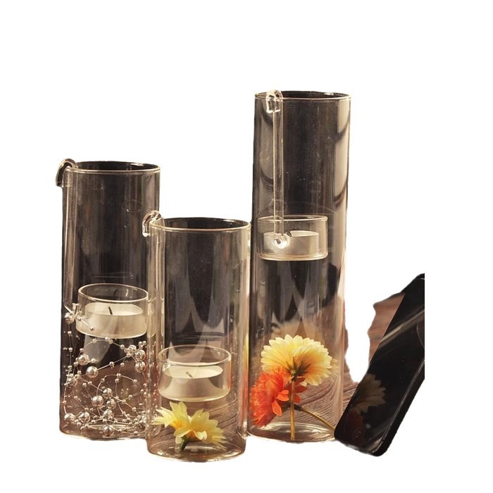 Creativo transparente hecho a mano candelabro de cristal gancho cilindro lámpara aceite Europea decoración del hogar decorativo Venta Directa fábrica al por mayor