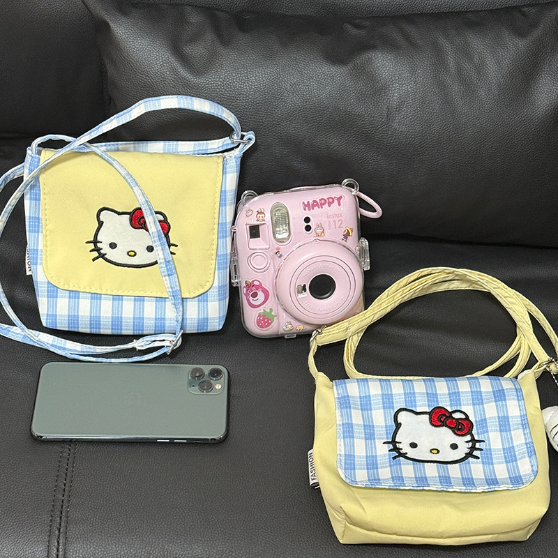 Cute Embroidered Kitty One-Shoulder Cross-Body Student Class Work Clothing Aunt Towel Storage Mobile Phone Bag Polaroid Ccd Bag