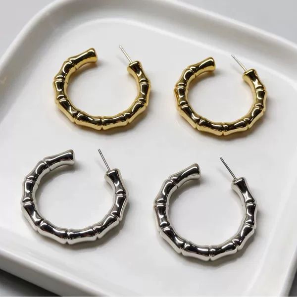 European and American cross-border acrylic earrings, personalized and stylish, high-end, simple, fashionable, sweet and cool women's bamboo earrings