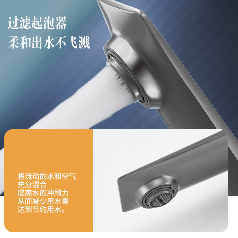 Uno por uno baño gabinete de cobre trefilado pistola gris cuenca grifo luz lujo estilo undercounter Cuenca del grifo caliente y fría