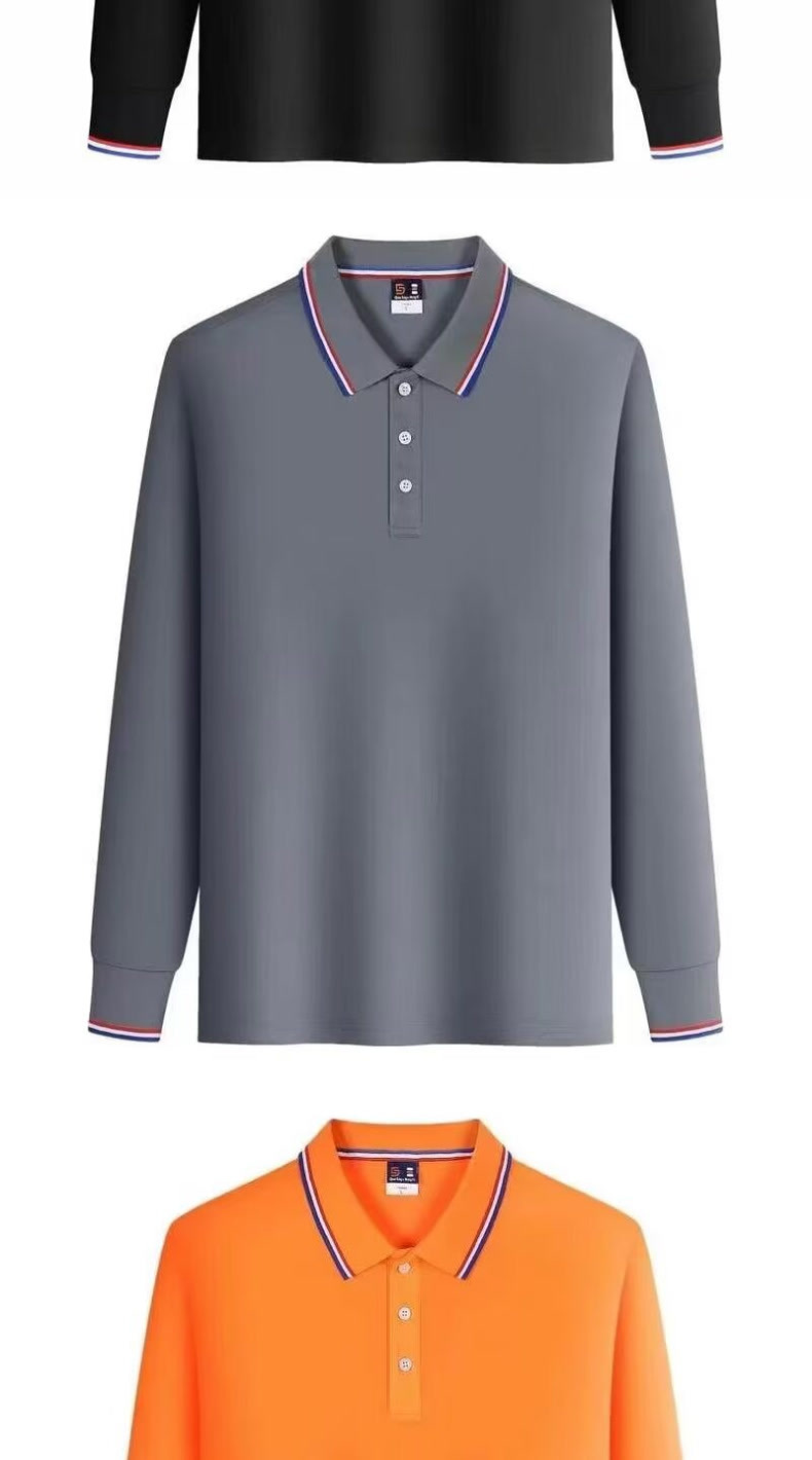 ​Men's Long Sleeve Polo Shirt Casual Business Loose Fit Big & Tall Cotton Comfortable T-Shirt With Collar_viptrois.com