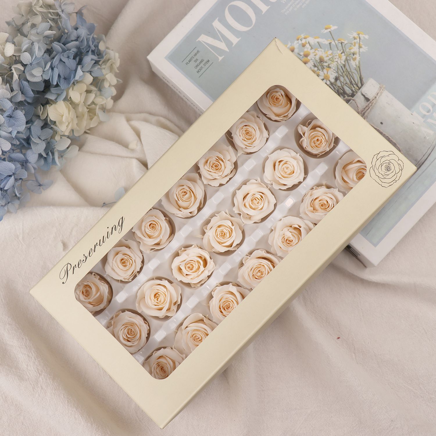 Clase B Flor eterna Rosa 2 3cm Día de San Valentín chino Flor eterna al por mayor DIY Yunnan 520 Regalo del día de la madre