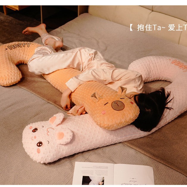 A clase madre y bebé almohada de seda de hielo almohada de cama embarazada almohada de pierna conejo muñeca dormitorio cabecera de cama gran almohada de verano
