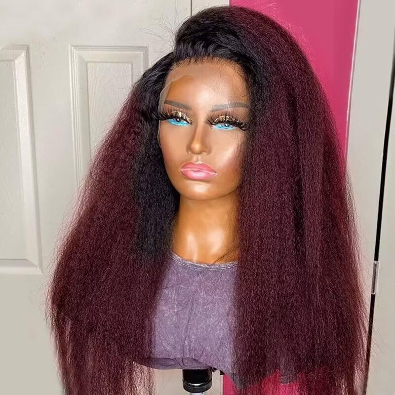 Gradient Style Wild Straight Hair High-Definition Lace Front Wig Uncut Transparent Style Yaki Curl