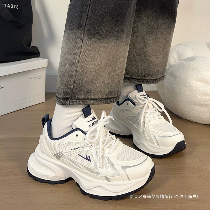 Женские кроссовки, новинка 2025 года, весенняя обувь, женская обувь, пара белых туфель, универсальная женская обувь для папы на толстой подошве