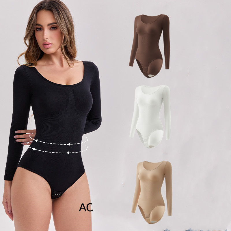Cross-Border European and American Seamless Long-Sleeved One-Piece Shapewear, Tummy Control and Butt-Lifting Shapewear, Waist-Cinching and Body-Slimming Shapewear