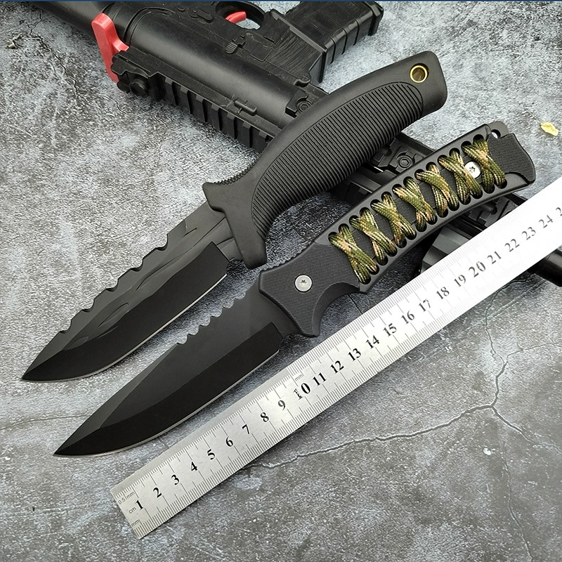 Outdoor knife High hardness and sharpness Seeking a knife Tactical Kuroko Survival Knife Anti-Body Campaign keel integrated portable knife