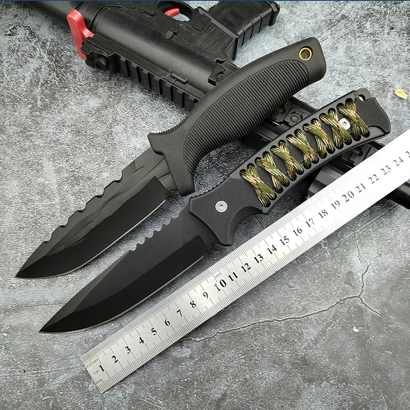 Outdoor knife High hardness and sharpness Seeking a knife Tactical Kuroko Survival Knife Anti-Body Campaign keel integrated portable knife