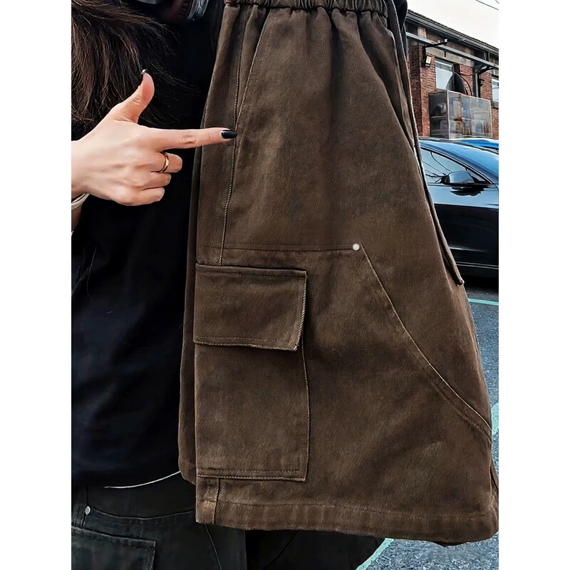 Men's Summer Cotton Shorts in Maillard Brown, American-Style Lumberjack Work Pants with Large Pockets, Casual Knee-Length Shorts Men's Summer Cotton Shorts in Maillard Brown, American-Style Lumberjack Work Pants with Large Pockets, Casual Knee-Length Shorts