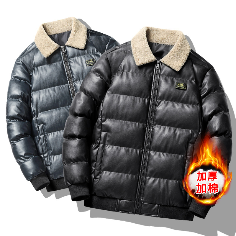 Fabricante de cuero de algodón acolchado abrigo texturizado abrigo de algodón acolchado abrigo de los hombres abrigo de invierno de algodón acolchado