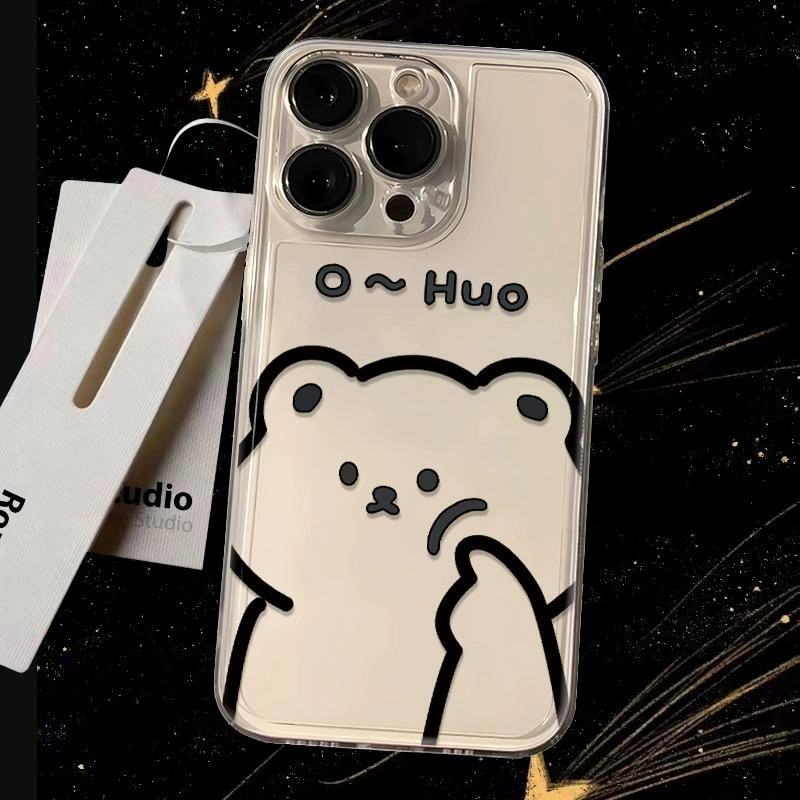 Яблоко, совместимый чехол, мультяшный силиконовый iPhone 16, с маленькими медведями, iphone, 15примакс