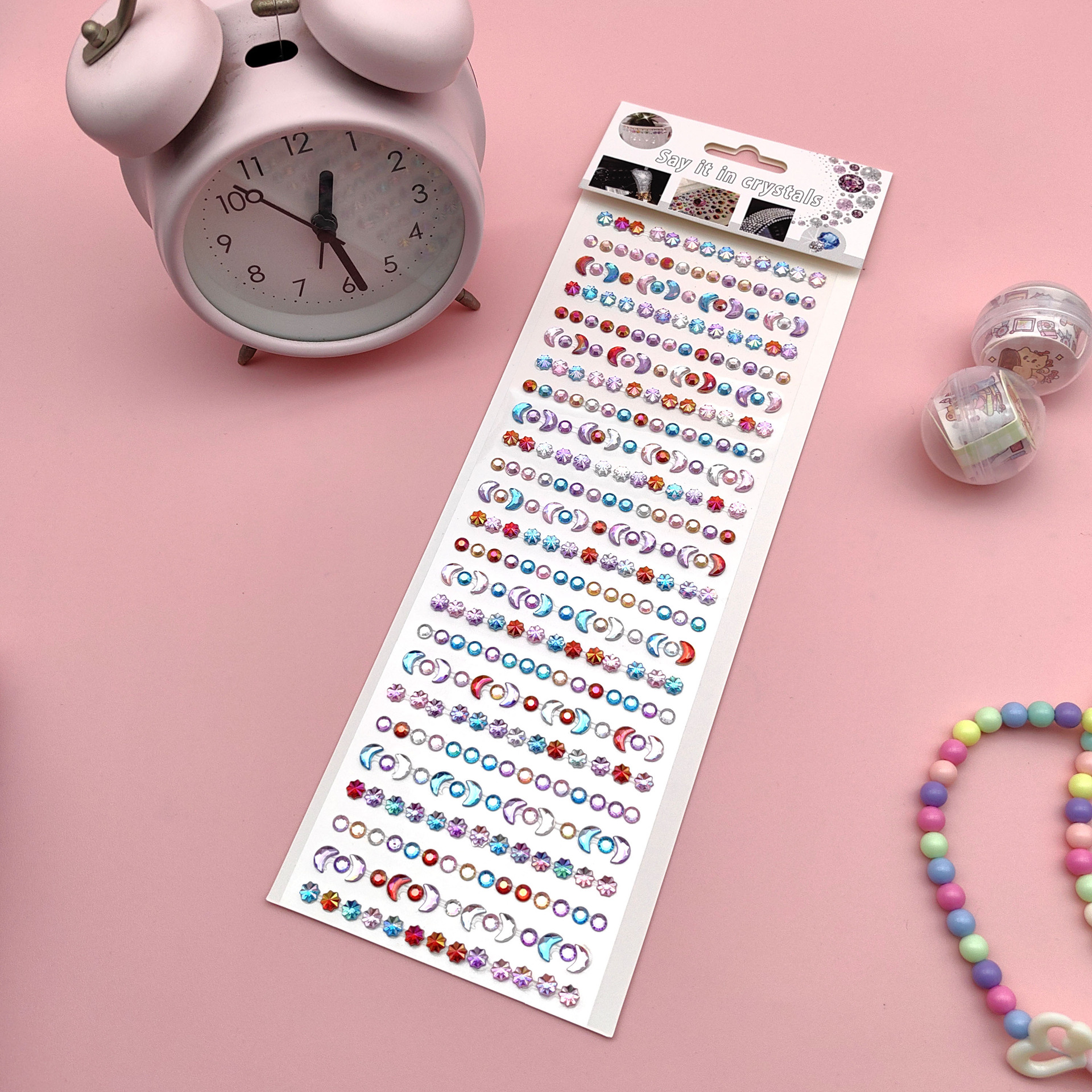 Coloridas pegatinas de flores de hielo para niños gema de diamantes de color AB pegatinas de cristal acrílico de juguete princesa pequeñas pegatinas al por mayor