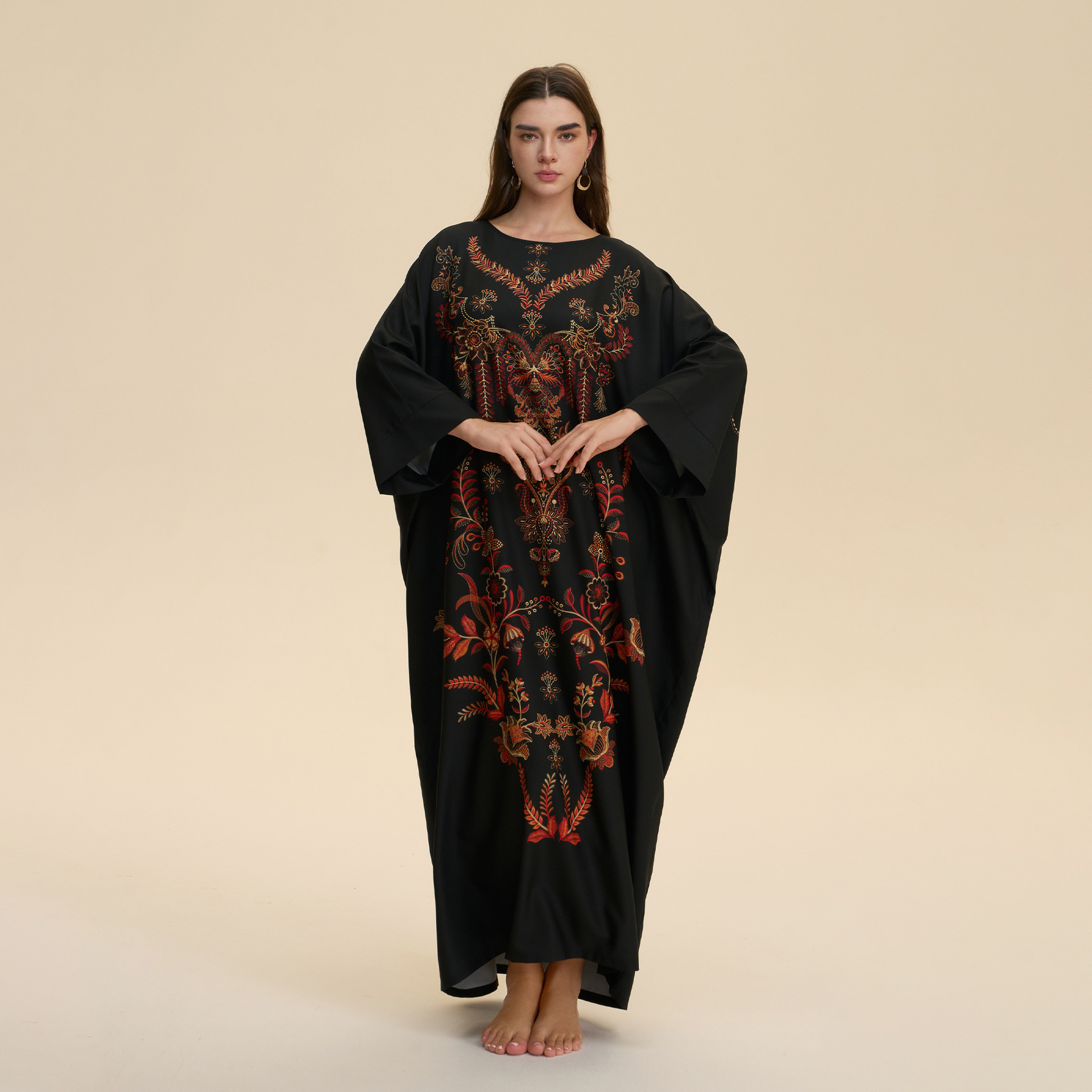 Comercio exterior transfronterizo camisa de Oriente Medio vestido de cuatro lados pijama de bala gorda impresión de moda suelta se puede usar ZP3946