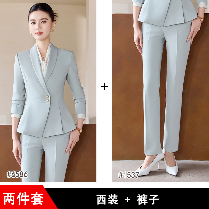 藏青色西装套装女2025新款秋职业装高级感面试职场公务员工服6586|undefined