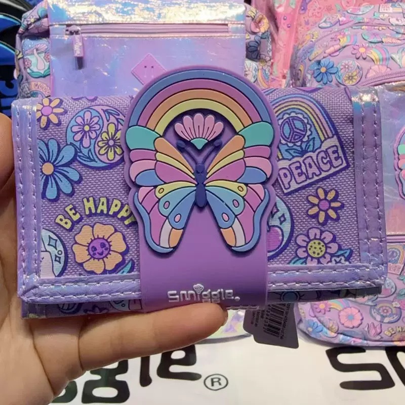 Australia Smiggle mochila escolar niñas niños mochila de hombro de gran capacidad de dibujos animados mariposa mochila bolsillo