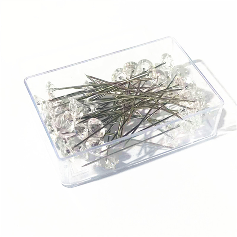 Precio de fábrica al por mayor colorido diamante aguja acrílico posicionamiento aguja bufanda de seda pin alta imitación de cristal sofá aguja fija