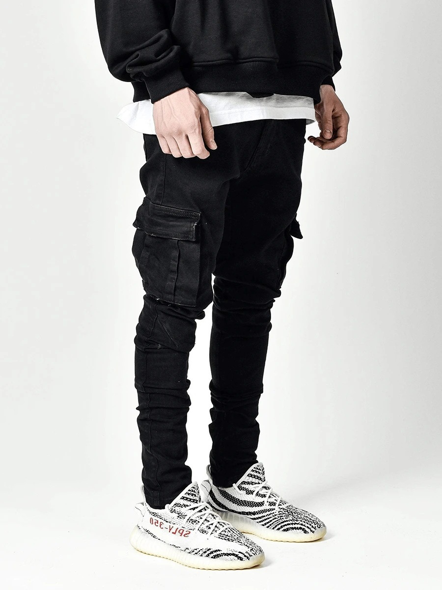 boy European And American Cross-Border Exclusive 2022 Trend New Versatile Men's Side Pocket Skinny Jeans_viptrois.com