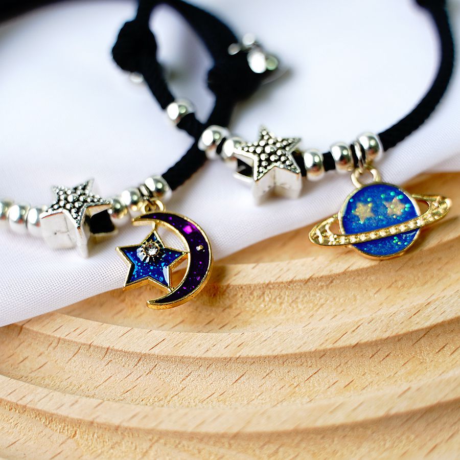 1 Pair Fashion Star Moon Alloy Rope Enamel Unisex Bracelets display picture 3
