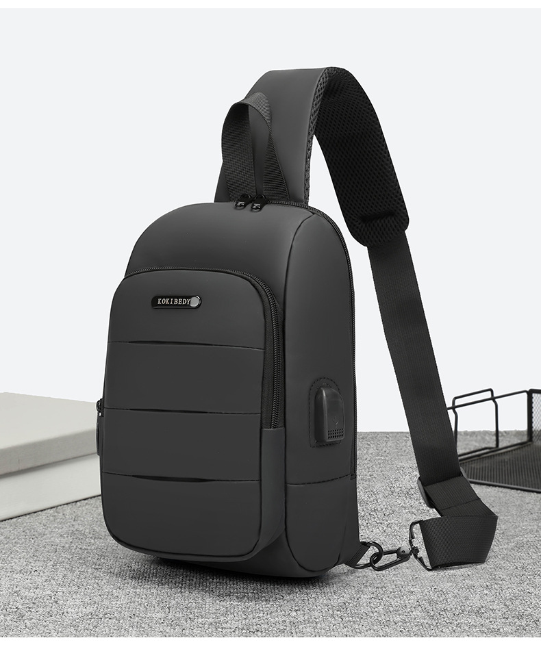 Cross-border chest bag, men's crossbody bag, single-shoulder backpack, multi-functional large-capacity charging crossbody small bag, messenger bag, men's bag undefined
