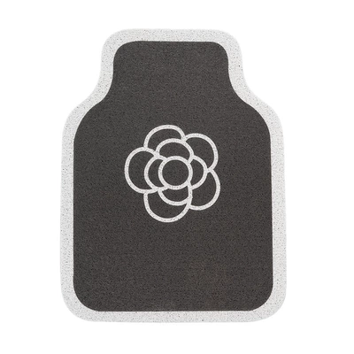 Car Mat Silk Circle Printed Car Anti-Dirty Anti-Slip Pad for Car Internet Celebrity Light Luxury Camellia Car Protection Pad (Universal Foot Pad) - white-edged-camellia-mats-front-row