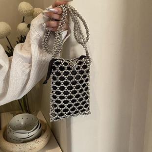 Exquisite Fashion Beaded Bag Women's 2024 Early Summer New Stylish Mobile Phone Bag Fashionable Elegant Crossbody Bag