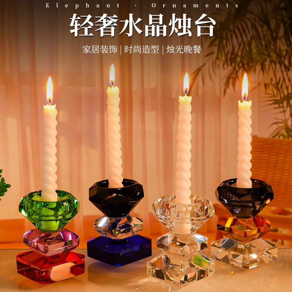 欧式水晶玻璃烛台透明浪漫烛光晚餐装饰香薰蜡家居婚庆装饰摆件