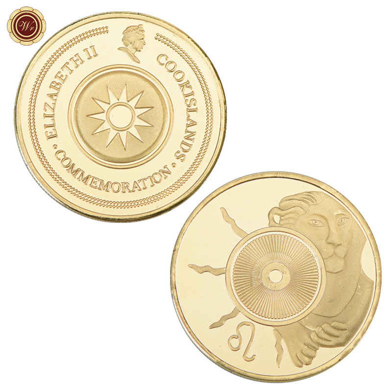Medalla conmemorativa transfronteriza 12 constelación moneda conmemorativa metal chapado en oro insignia medalla Colección Caja de regalo fábrica al por mayor