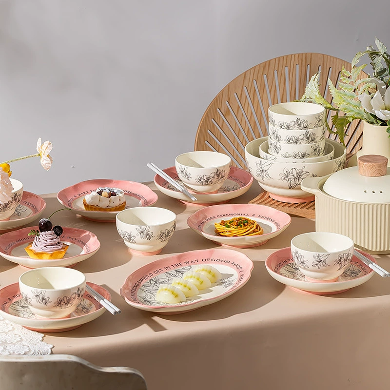 Kangmo Champs Dream Chanel-Style Ceramic Tableware Set - Full Dinnerware, 16-58 pcs, Birthday Gift