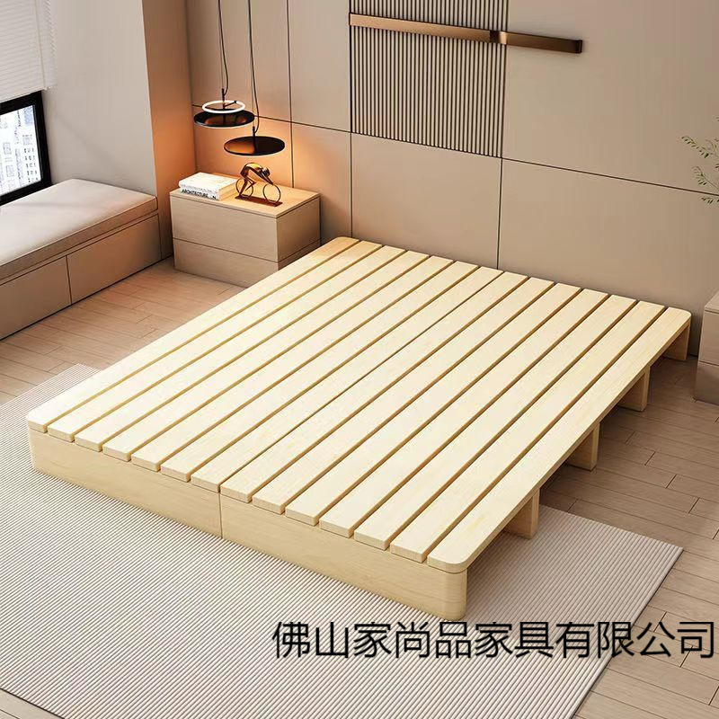 Solid Wood Tatami Bed Frame Without Bedside Breathable Frame Rental House Japanese Style Low Bed B&B Style Home Floor Bed