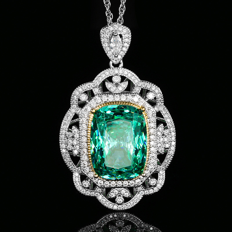 2025 nuevo estilo Zhuang Shengsheng joyería simulación nido de pájaro corte de pala verde ligero lujo cuadrado cuadrado traje piedra principal 15*20 al por mayor