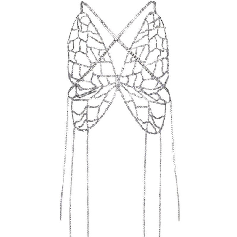 Transfronterizo nuevo rhinestone pecho cadena europea y americana sexy hueco mariposa bikini cuerpo cadena accesorios cuerpo cadena