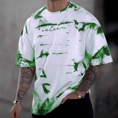 Summer Men's Short Sleeve T-Shirt 3D Print Wholesale Trendy Crew Neck Short Sleeve Fitness Sports Base Layer Shirt Breathable