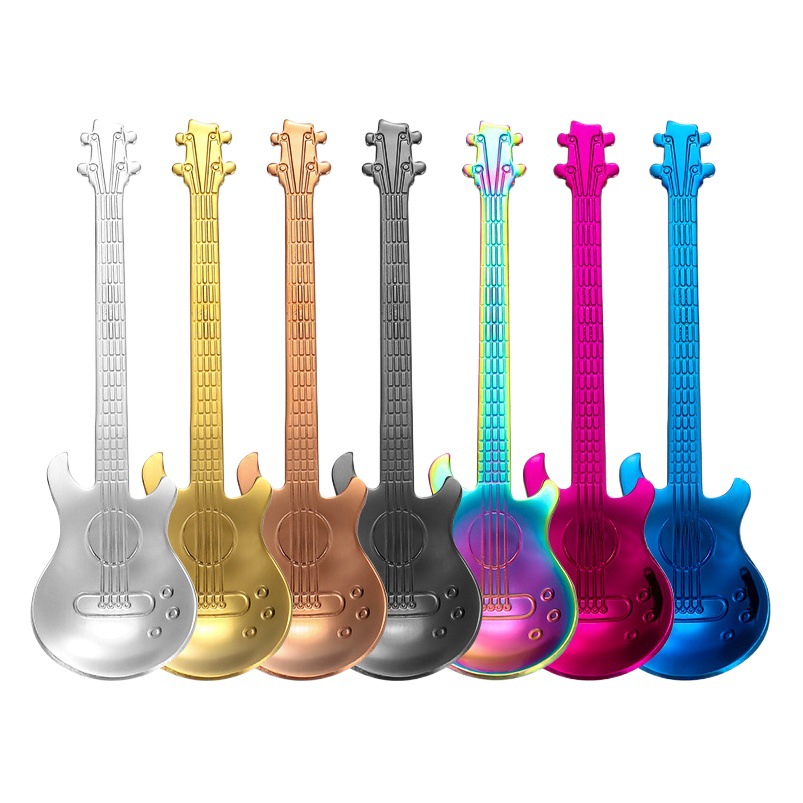 Amazon 304 cuchara de acero inoxidable cuchara de guitarra cuchara de mezcla de café cuchara de barra de hielo cuchara de barra de música cuchara de taza image 1