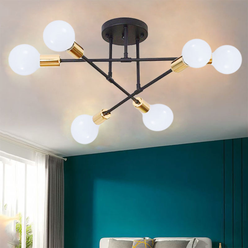 Cross-border Nordic Industrial Style Creative Restaurant Simple Bedroom Multi-head Iron Ceiling Lamp Creative Personality Amazon Lamp