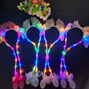 Glowing Headband with Airbags That Move When You Pinch Them, Glitter Bunny Ears Headband, Children's Glowing Headband
