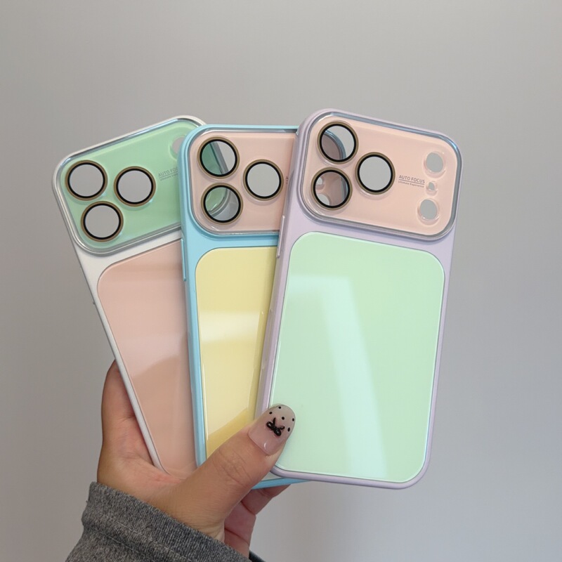 Ins Candy-Colored Glass Case Suitable for iPhone 17 Pro Phone Case 16Promax Anti-Fall 14 with Lens Film Ins Candy-Colored Glass Case Suitable for iPhone 17 Pro Phone Case 16Promax Anti-Fall 14 with Lens Film