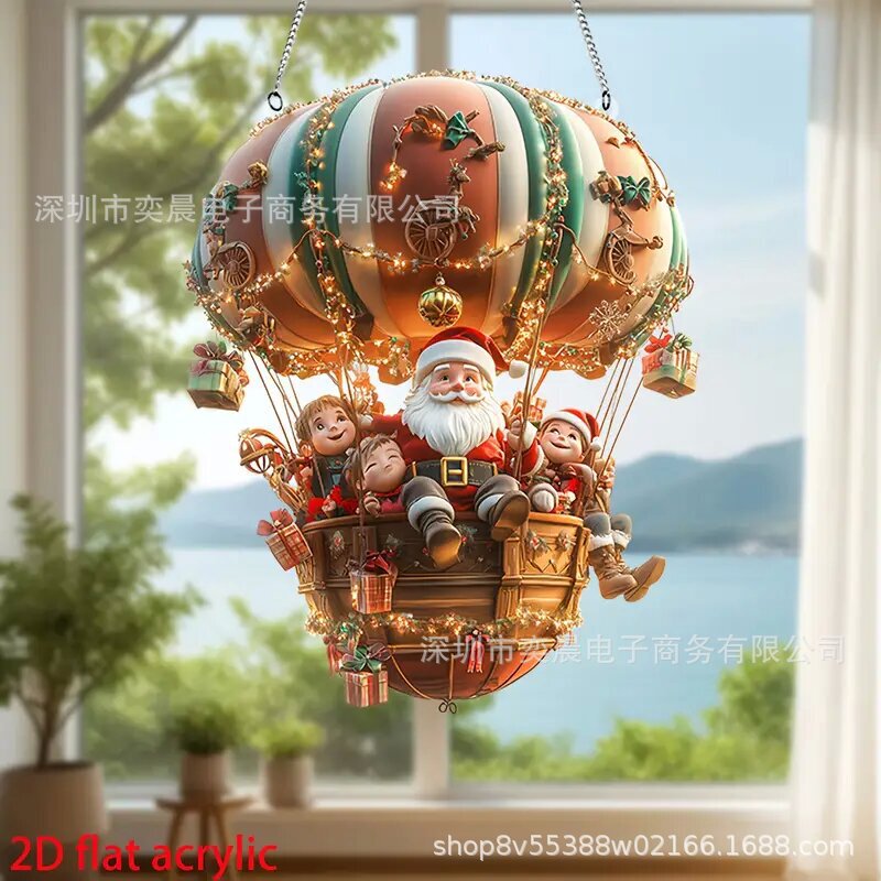 クリスマス熱気球サンタクロースアクリルペンダント、寝室と客間の壁面装飾|undefined