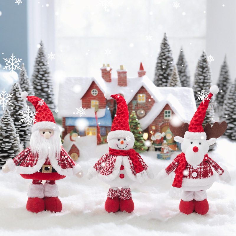 国境を越えた新しいクリスマス伸縮公仔かわいいヘラジカ人形クリスマスマフラー老人公仔装飾品卸売り|undefined