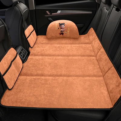 Vehicle-mounted inflatable bed – Chenille Folding Bed Universal - chenille-brown-orange-2-storage-bags-1-pillow-80130cm