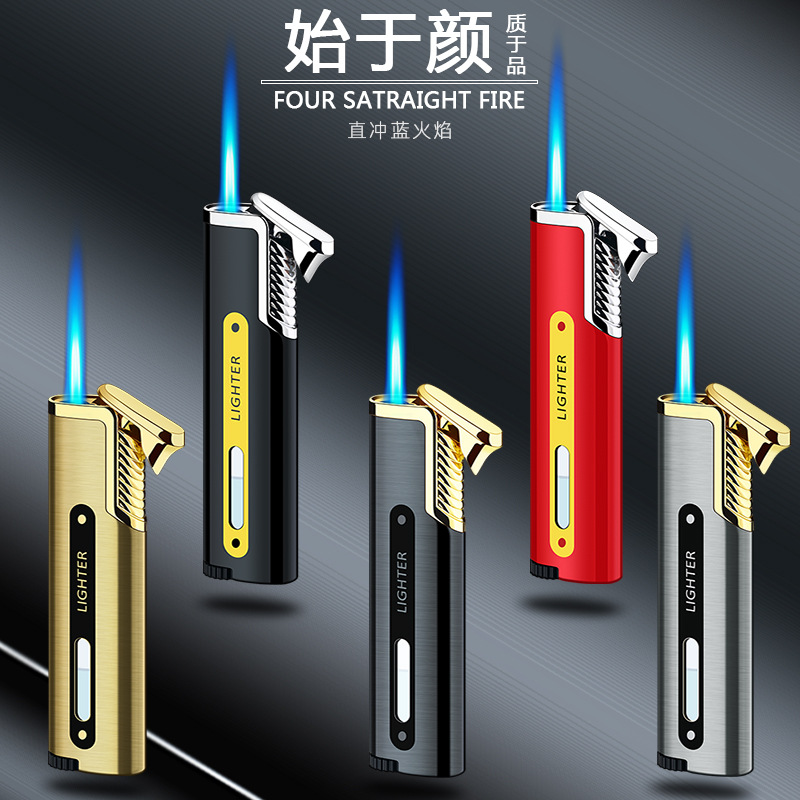 新款金属创意个性便携长条打火机直冲防风蓝焰充气打火机批发-阿里巴巴