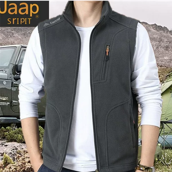 Fleece Vest Men's and Women's Autumn and Winter Sports Outdoor Velvet Warm Zipper Pocket Sleeveless Top Jacket Outer Wear Vest