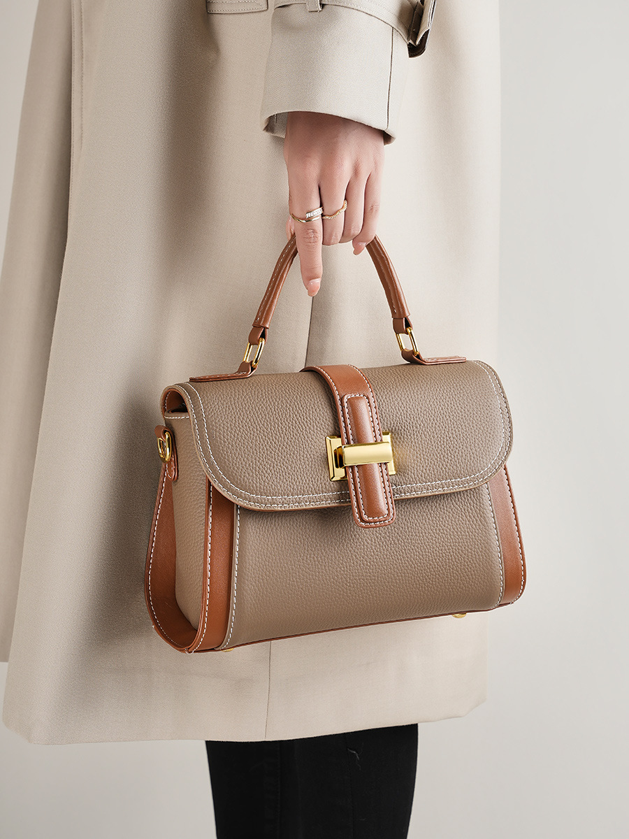 Top Grain Cowhide Leather Bag High-End Texture Fashion Handbag Crossbody Bag Niche Luxury Shoulder Bag Versatile Genuine Leather For Women