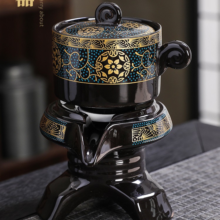 Juego de té automático de molino de piedra perezoso de cerámica retro