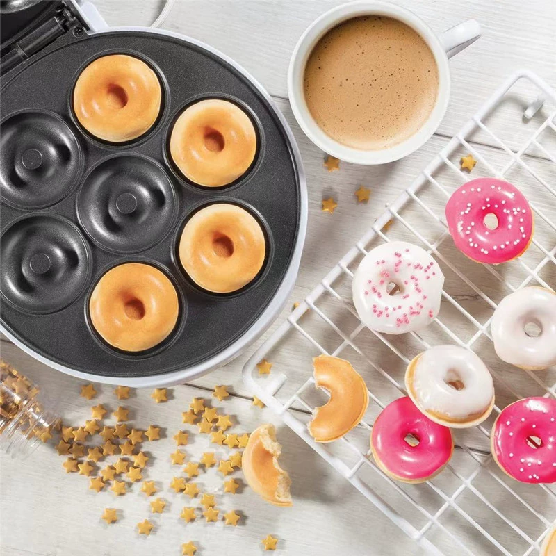 Новый домашний пресси-донатница шесть отверстий бось Doughnut Maker Seven-hole Donut Machine Non-stick Coating Multifunctional Home Breakfast Machine